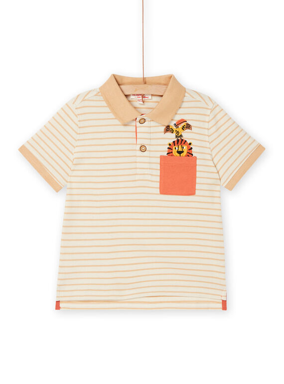 Graues Poloshirt mit Streifenmuster ROSOPOL / 23S90221POL007