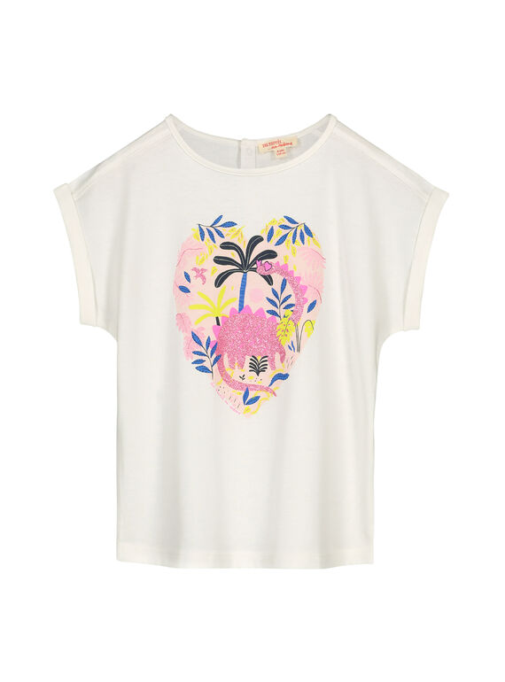 Ecrufarbenes Mädchen-T-Shirt mit Print GABLETI2 / 19W90192TMC001
