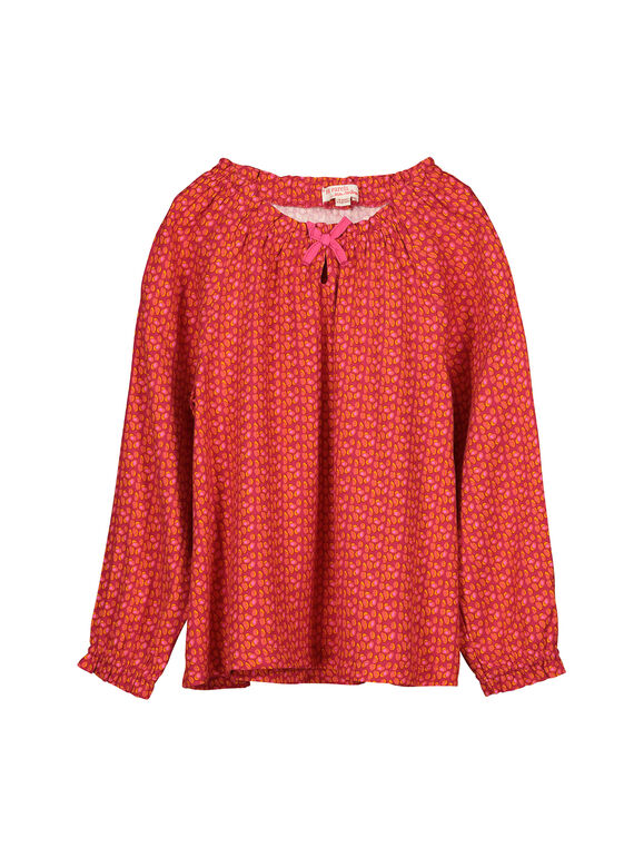 Bluse mit elastischem Kragen für Mädchen FABACHEM / 19S90161CHE099