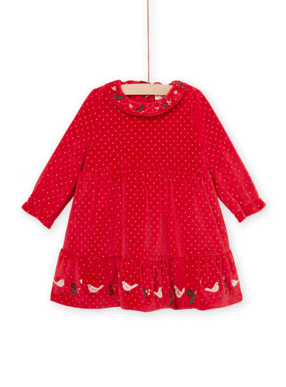 Langärmeliges Kleid aus Samt mit Pünktchenmuster PINOROB1 / 22WG09V1ROBF529