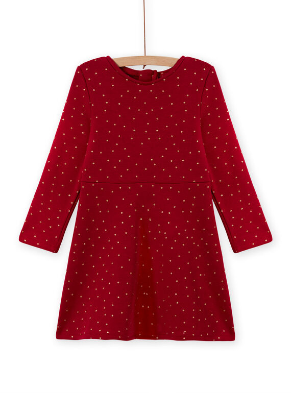 Rotes Skaterkleid für Mädchen mit Tupfen aus Fleece MAJOLROB2 / 21W901N1ROBF504