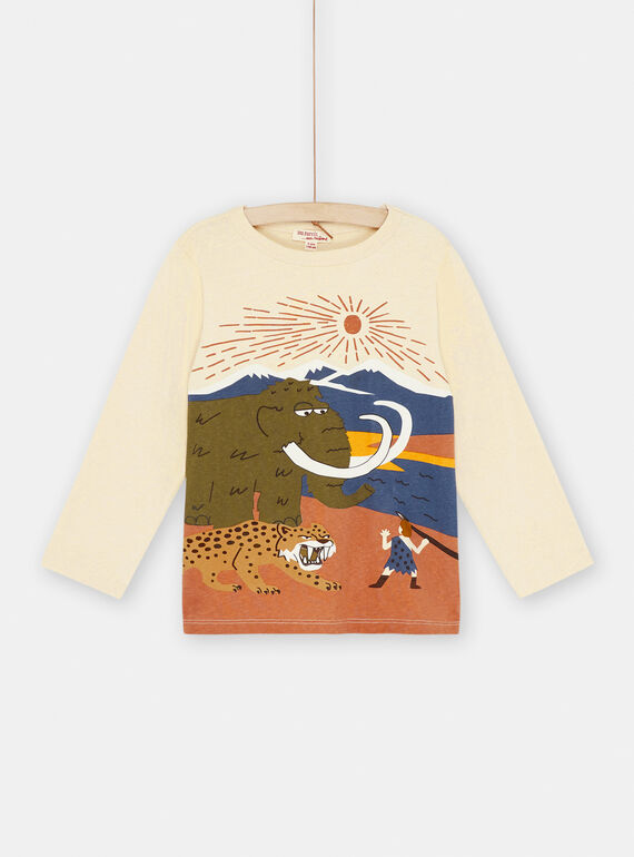 Cremefarbenes und weißes T-Shirt mit prähistorischen Motiven SOCOUTEE5 / 23W902L5TMLA002