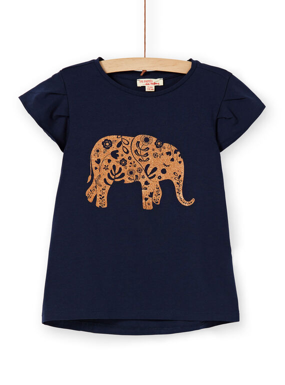 Dunkelblaues T-Shirt mit Elefantenmotiv LAJOTI4 / 21S90131D31C205
