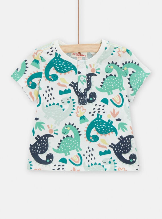 Baby-Jungen-T-Shirt in Ecru mit Dinosaurierprint TUCOTUN / 24SG10N4TMC003