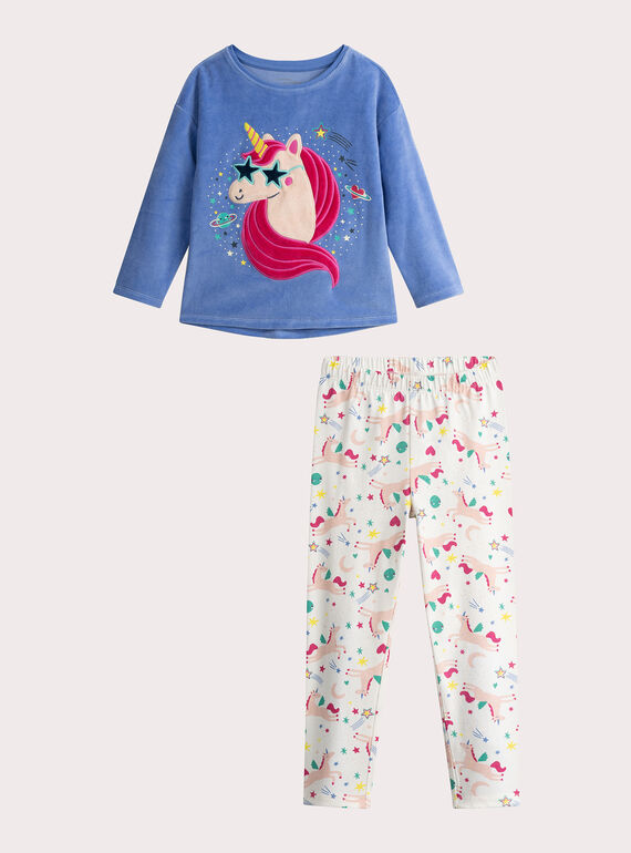 Phosphoreszierender Pyjama mit Einhorn-Animation für Mädchen  VEFAPYJUNI / 24WH1173PYJC201