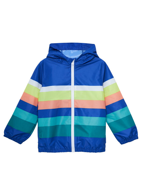 Gestreifte wasserdichte Jacke mit Verstautasche JOGROKA1 / 20S902I5BLO703