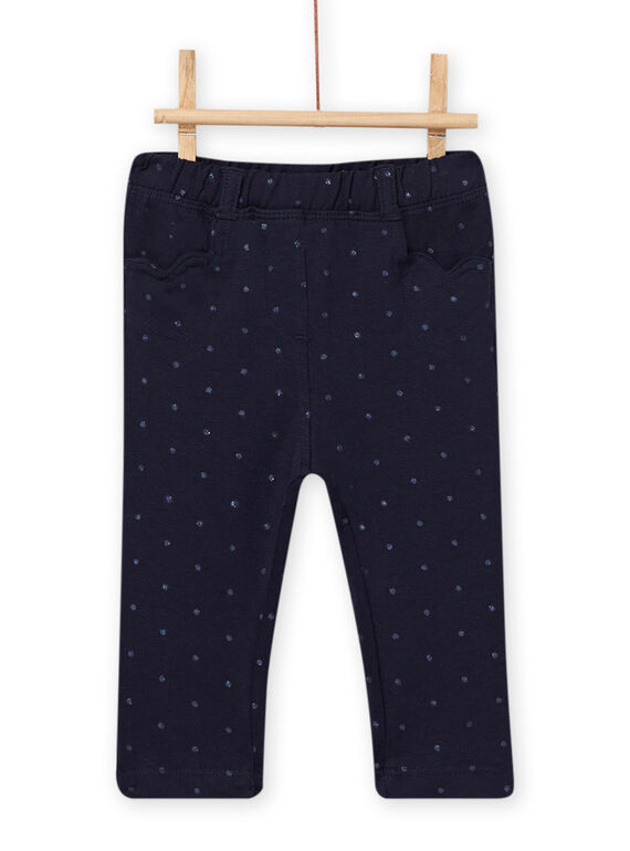 Baby Mädchen Marineblaue Hose mit Punkten und Herzchen-Taschen NIJOPAN3 / 22SG0962PAN070