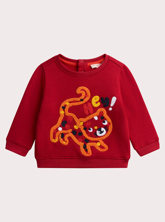 Rotes Tiger-Animations-Sweatshirt für Baby Junge VUKOSWE / 24WG1031SWEF508