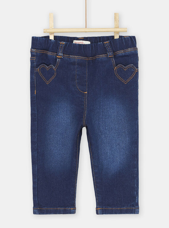 Dunkelblaue Jeans mit herzförmigen Taschen, Mädchen SIJOJEAN / 23WG09B1JEAK005