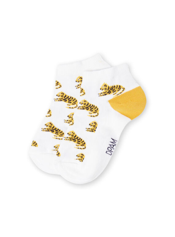Baby Boy's weiße und gelbe Tiger Print Socken LYOJAUSOQ / 21SI02O1SOQ000
