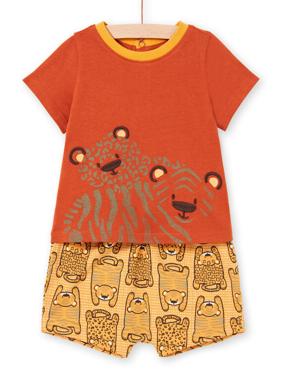 Baby Boy Ziegel & Orange T-Shirt & Shorts LUTERENS / 21SG10V1ENSF519