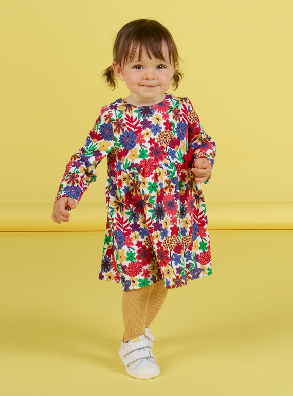 Langärmeliges Kleid mit Blumendruck für Baby-Mädchen MIMIXROB3 / 21WG09J2ROB001