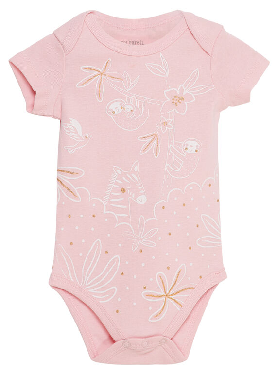 Hellrosa kurzärmeliger Baby-Body für Mädchen JEFIBODJUN / 20SH13V4BDL321