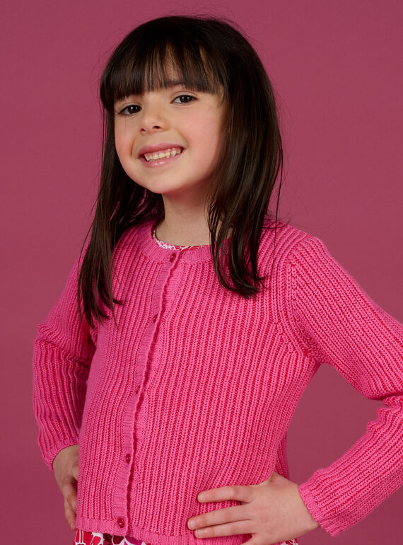 Rosa Strickjacke für Kind Mädchen NAFLACAR / 22S901R1CAR302