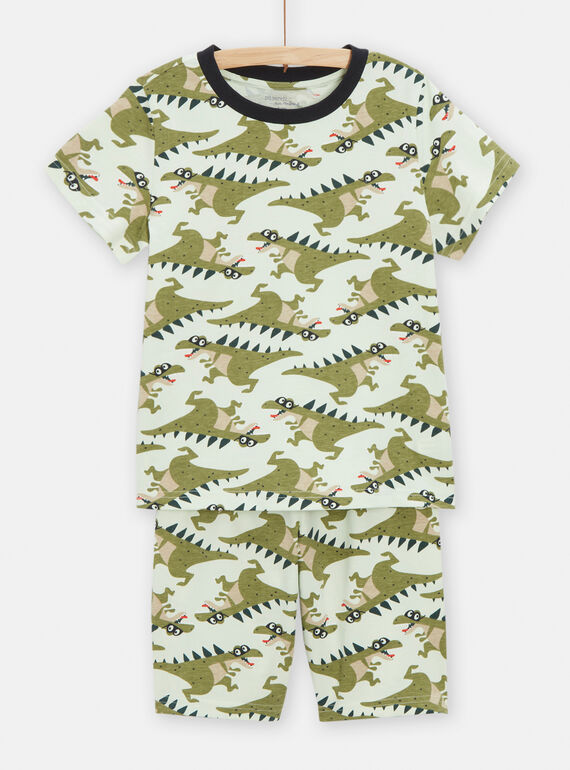 Grüner Jungen-Schlafanzug mit Dinosaurierprint TEGOPYCTREX / 24SH1255PYJG601