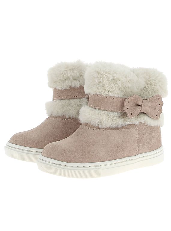Baby girls' leather boots DBFBOTCHIC / 18WK37T1D10030