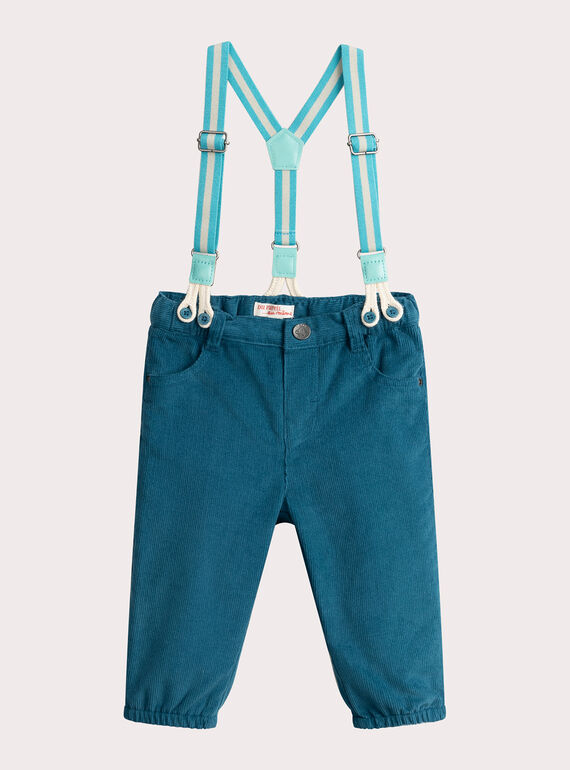 Dunkeltürkisfarbene Hose mit Trägern für Baby Jungen  VUKLIPAN2 / 24WG1041PANC242