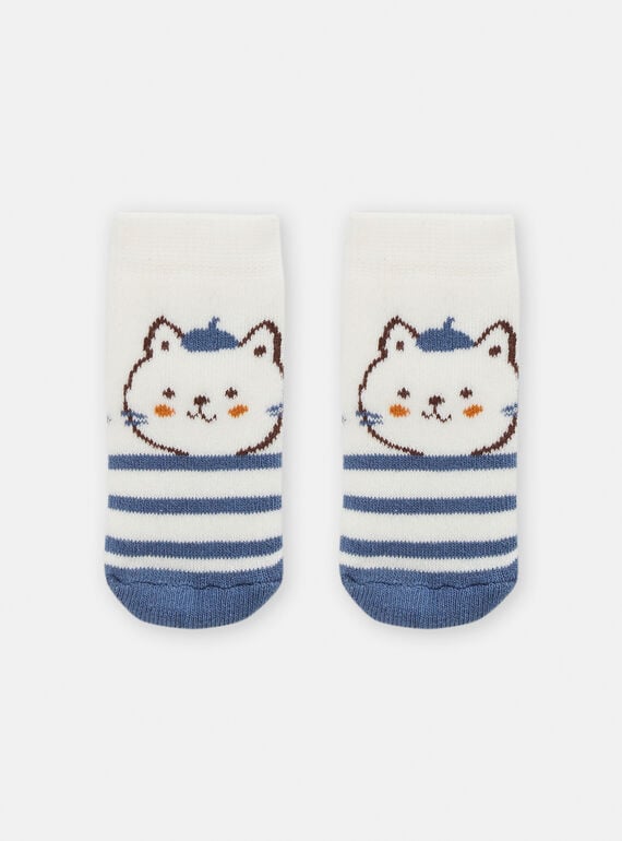 Weiße Socken mit Katzenmuster für Mädchen TOU1CHO3 / 24SF41H1SOQA001