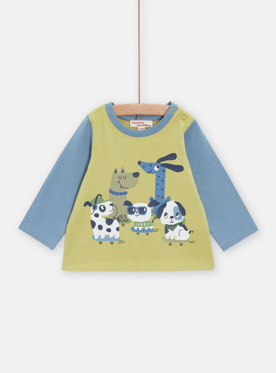 Baby-Jungen-T-Shirt in Khaki mit langen Ärmeln VUGATEE1 / 24WG1012TML615