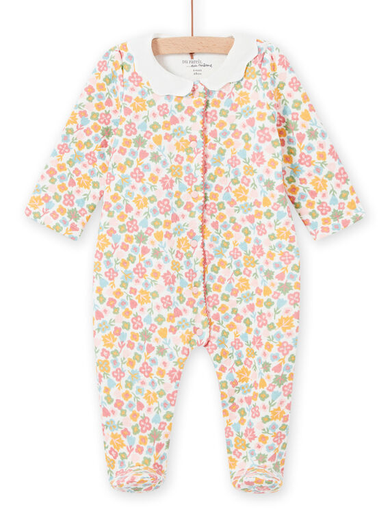 Baby Mädchen Strampler mit Blumenmuster und schickem Kragen MEFIGRESAU / 21WH1394GRE001