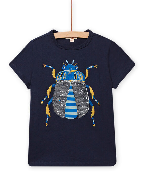 Mitternachtsblaues Käfer-T-Shirt mit Wendepailletten für Kinder Jungen NOSANTI5 / 22S902S3TMC705