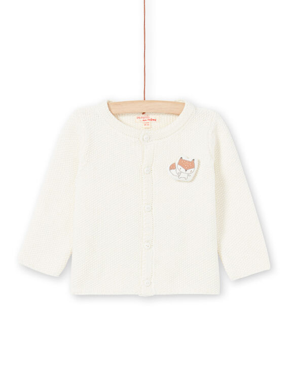 Gemischte Geburt gestrickt Strickjacke ecru mit Fuchs Muster MOU1GIL2 / 21WF0541GIL001