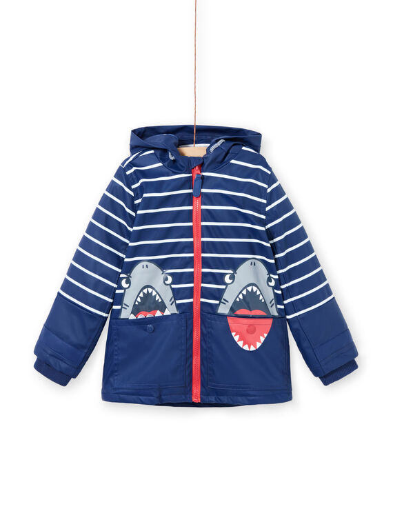 Marineblauer Regenmantel mit Hai-Muster für Jungen Kinder LOGROIMP2 / 21S902R1IMP070
