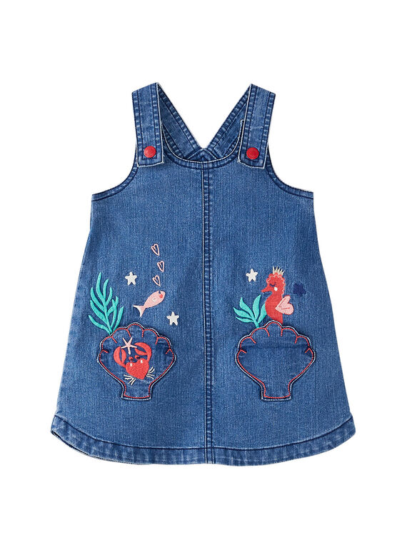 Baby-Latzhosenkleid aus Denim für Mädchen JICEAROB3 / 20SG09N2ROBP272