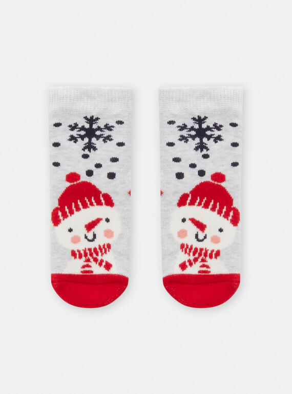 Grau melierte und rote Socken für Baby-Jungen SYUWAYCHO / 23WI10S1SOQJ922