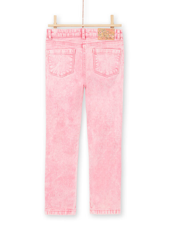 Pinke Mädchenjeans mit Acid-Wasch-Effekt MAKAJEAN / 21W901I1JEAD305