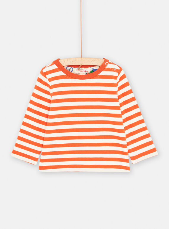 T-Shirt für Baby-Jungen in Ecru und Orange zum Wenden SUKHOTEE1 / 23WG10Q3TML003