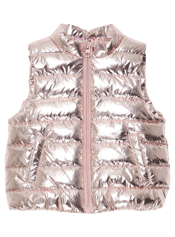 Rosa schillernde ärmellose Baby-Daunenjacke für Mädchen JIROSDOUNE / 20SG09I4D3E030