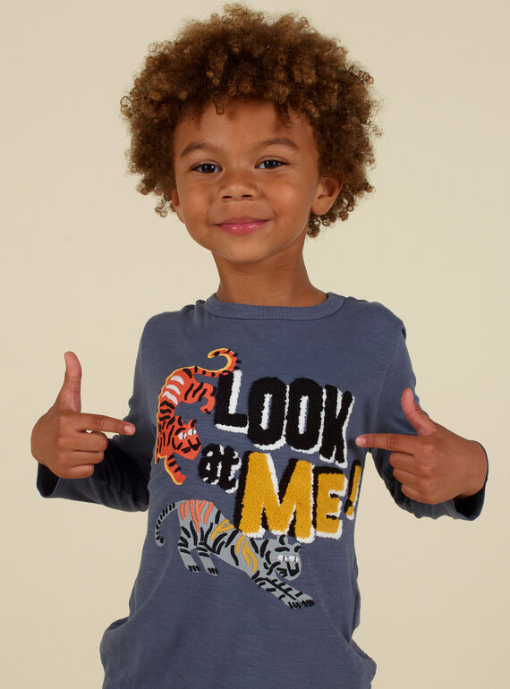 Langarm-T-Shirt für Jungen mit Tiger-Print MOHITEE4 / 21W902U3TML929
