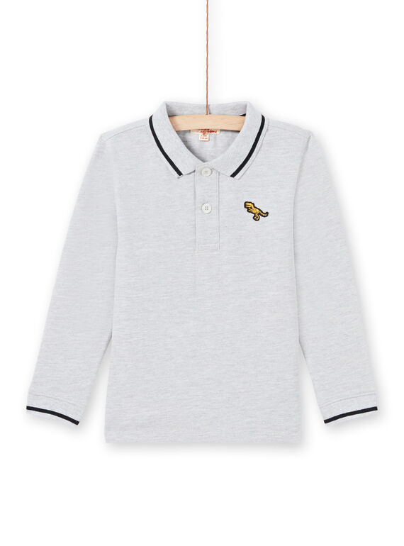 Langarm-Poloshirt für Jungen einfarbig grau MOJOPOL3 / 21W90215POLJ922