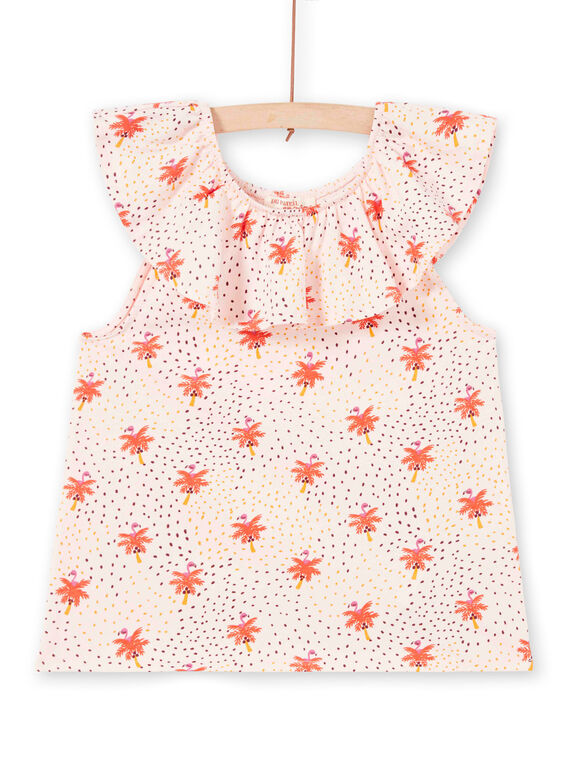 Baby Mädchen nackt Flamingo und Palme gedruckt T-Shirt LATERTI1 / 21S901V1TMCD322