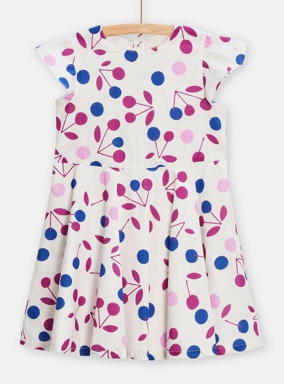 Weißes Kleid mit Kirschendruck für Mädchen TAPAROB2 / 24S90124ROB001