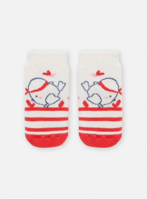 Rote Socken mit Vogelmuster für Mädchen TOU1CHO1 / 24SF40H1SOQA001