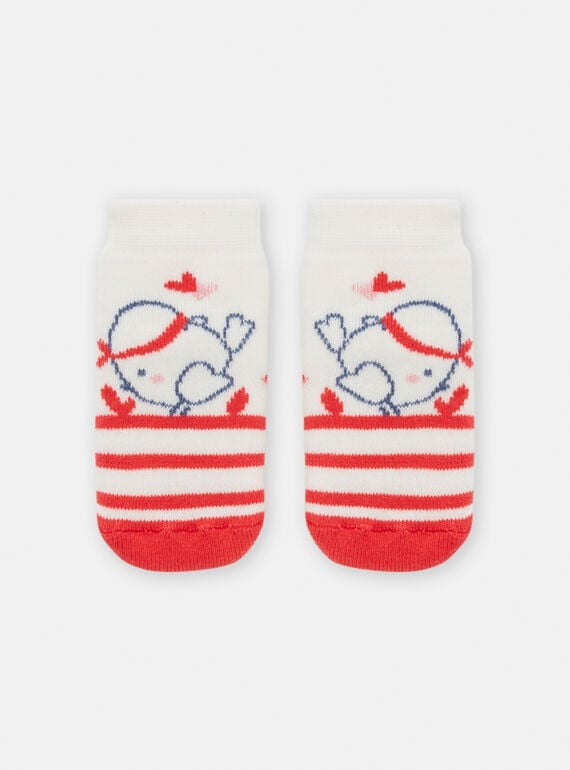 Rote Socken mit Vogelmuster für Mädchen TOU1CHO1 / 24SF40H1SOQA001