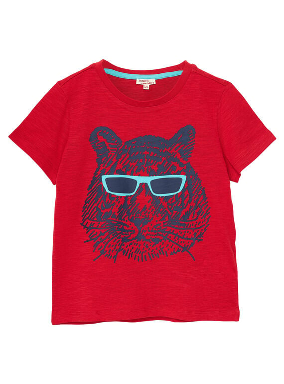 Rotes langärmeliges T-Shirt für Jungen, mit Tiger JOJOTI4 / 20S90242D31F505