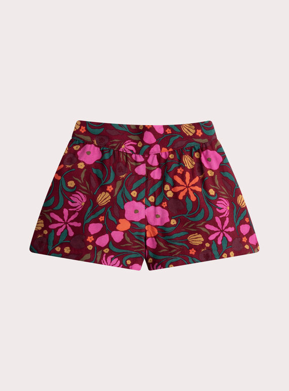 Rote Shorts mit Blumendruck für Mädchen  VAKOSHORT / 24W90131SHOF529