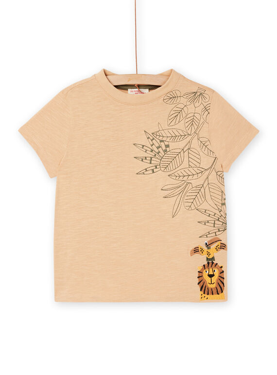 Café au lait T-Shirt mit Löwen- und Papageien-Stickerei ROSOTI / 23S90221TMCI820