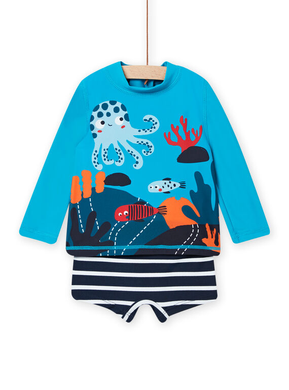 Baby Junge blauer Badeanzug und T-Shirt NYUENS / 22SI10L3MAIC215