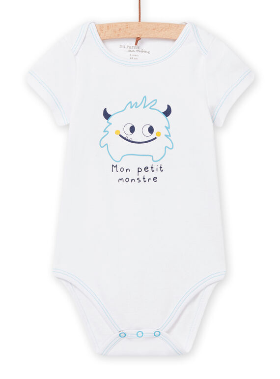Weißer Body mit Monstermotiv, Baby, Jungen NEGABODMON / 22SH14I1BDL000