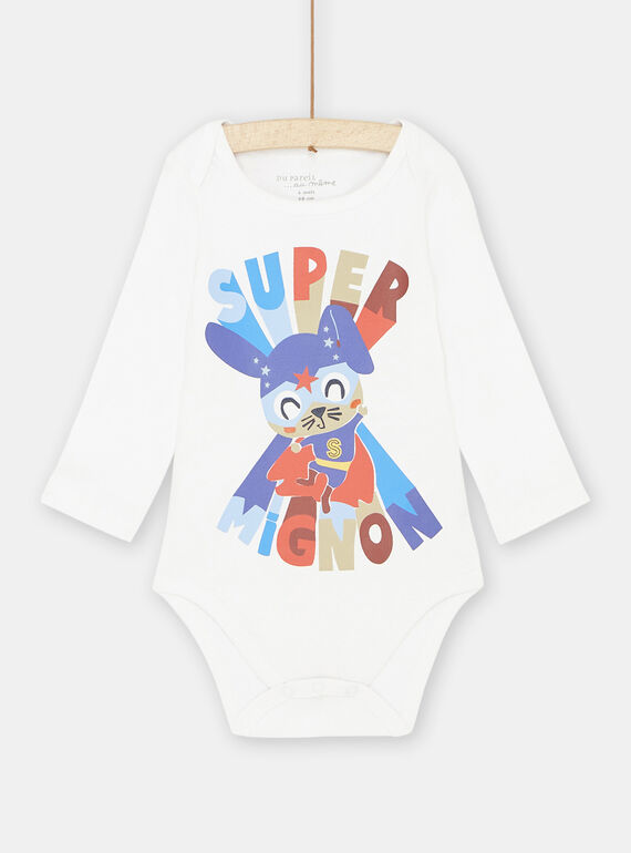 Weißer Body mit Superhelden-Hasen-Motiv, Baby, Jungen SEGABODHERO / 23WH1466BDL000