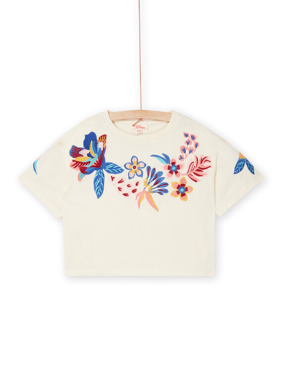 T-Shirt in dunklem Ecru mit Blumenmuster RAMUMTI2 / 23S901G2TMC003