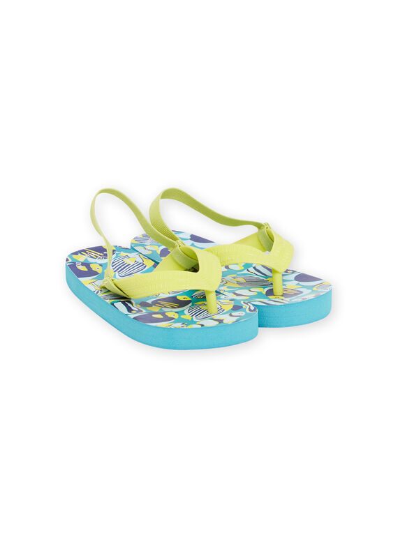 Blaue Flipflops mit Fischprint Kind Junge NOTONGFISH / 22KK3682D01010
