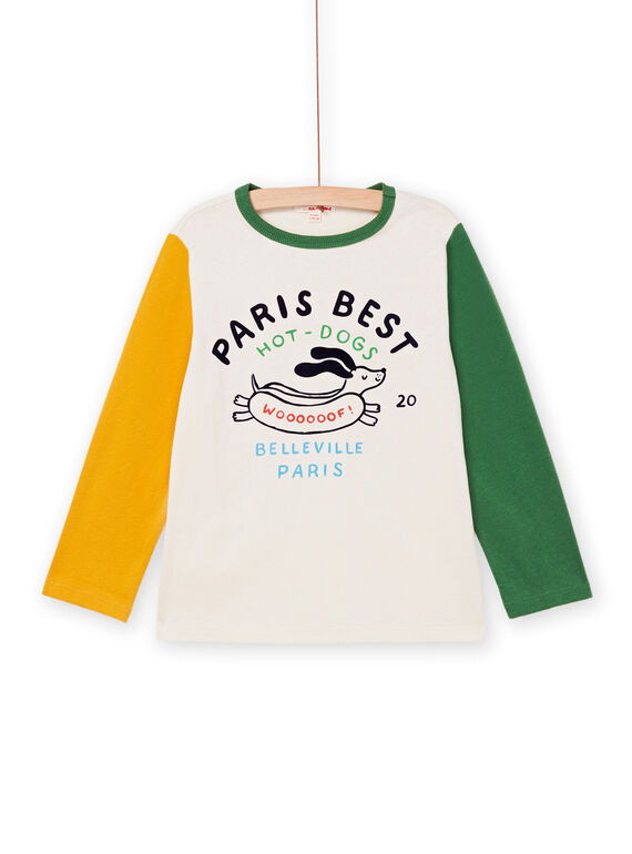 Zweifarbiges langärmeliges T-Shirt mit Hot-Dog-Muster POMUTEE2 / 22W902R1TML007