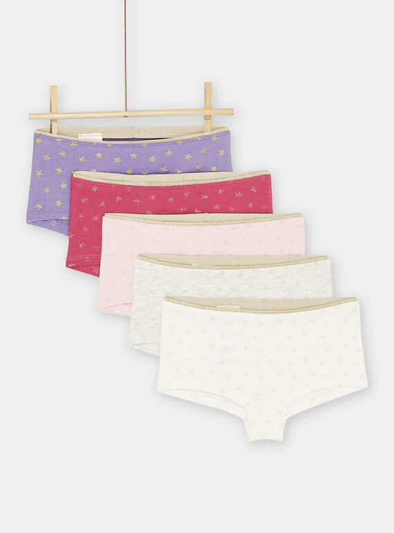 5er-Pack mehrfarbige Shortys, Mädchen SEFAHOTSEM2 / 23WH1161SHY001