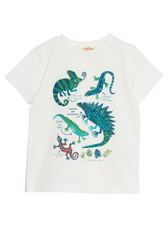 Naturweißes T-Shirt für Jungen, mit Reptilien JOSAUTI5 / 20S902Q4TMC001