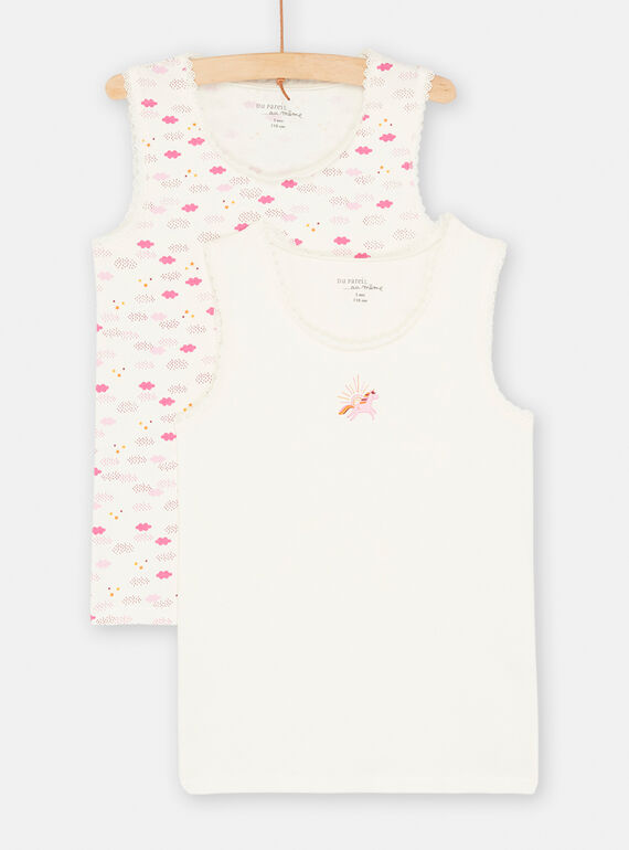 2 rohe Tank Tops mit Spitzenverzierung SEFADEL3 / 23WH1171HLI001